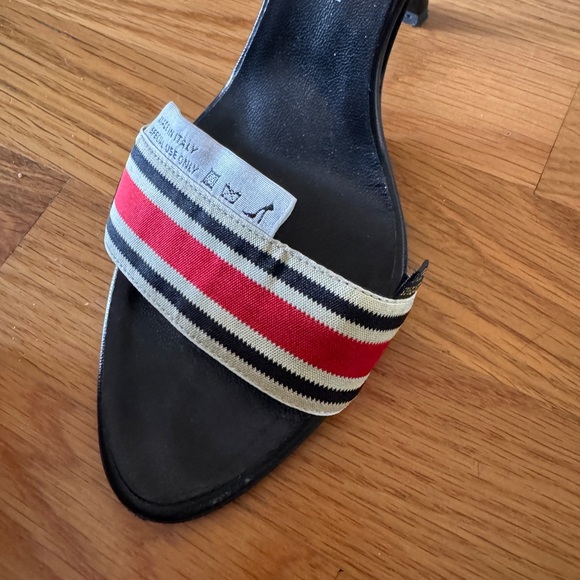 Giuseppe Zanoti Vintage Women's Strappy Heels with Red and Cream Stripe Detail - Picture 5 of 6
